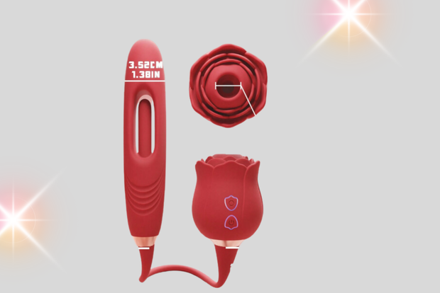 "BlissBloom 3-in-1 Rose Vibrator – G-Spot Dildo, Clitoral Sucker & Flapping Stimulator