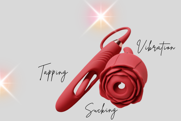 "BlissBloom 3-in-1 Rose Vibrator – G-Spot Dildo, Clitoral Sucker & Flapping Stimulator